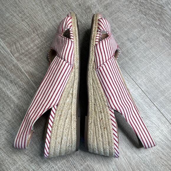 ABELLA TRUE COMFORT Women’s Shiloh Red and White Striped Espadrille Wedges - Picture 6 of 10